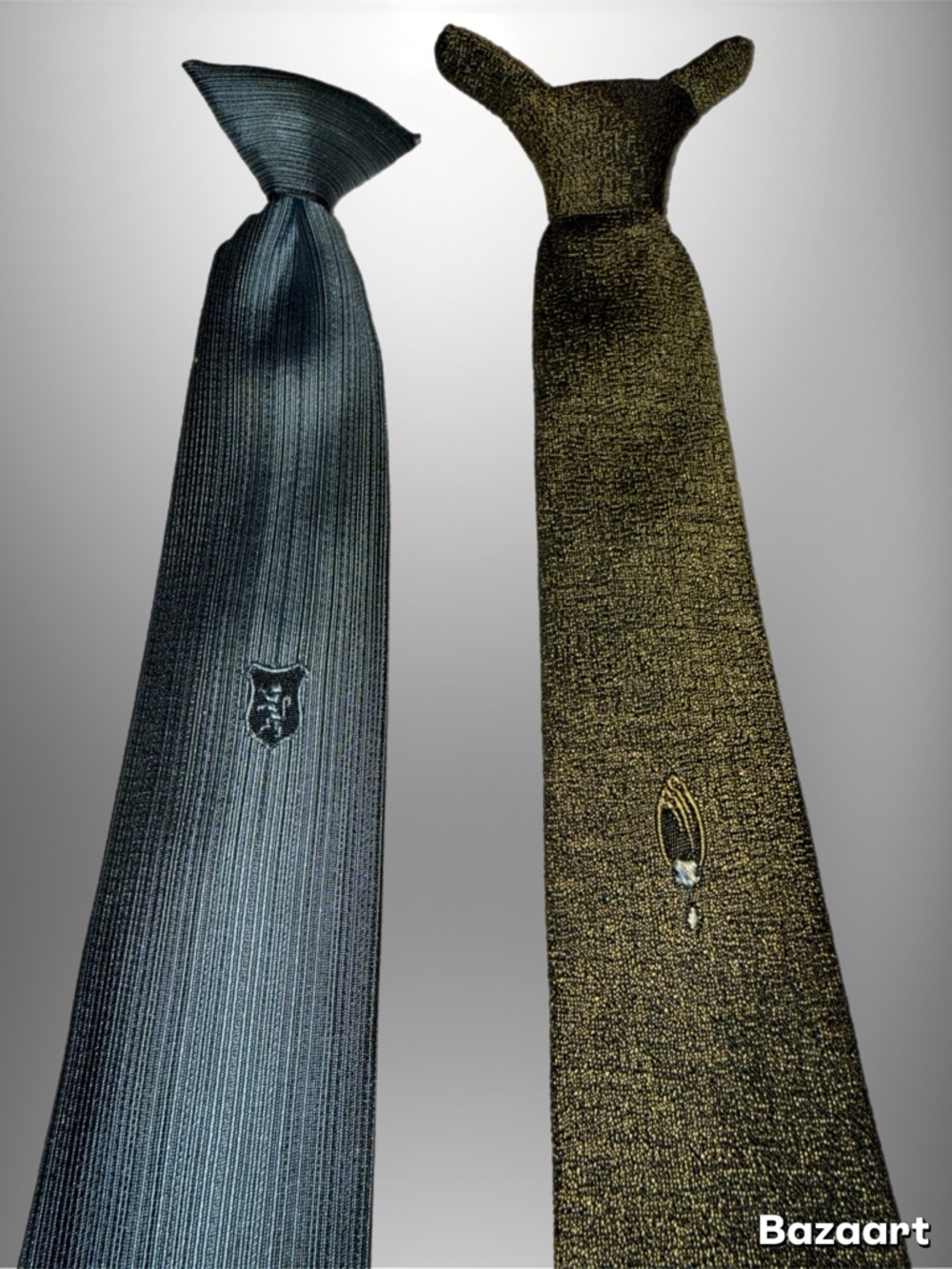 Vintage Snapper Clip On Ties MCM Retro Skinny 2 to 2.25" Wide- Lot of 2